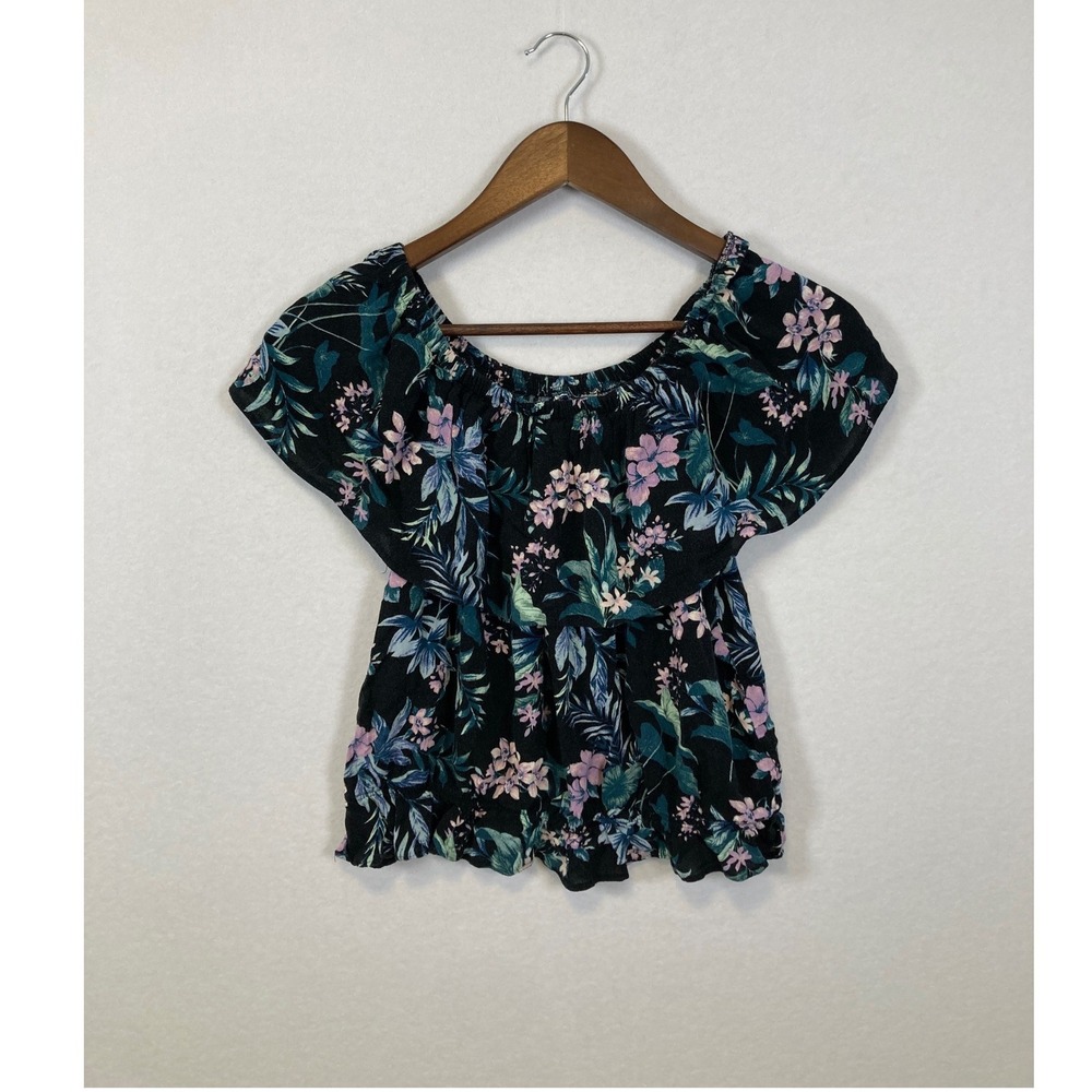 American Eagle Outfitters Off The‎ Shoulder Floral Ruffle Blouse Women's S